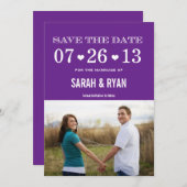 Paars van het hart Bewaar de datum Foto-uitnodigin Save The Date (Voorkant / Achterkant)