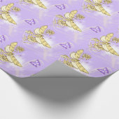 Paars varken vlinder omslagpapier cadeaupapier (Hoek)