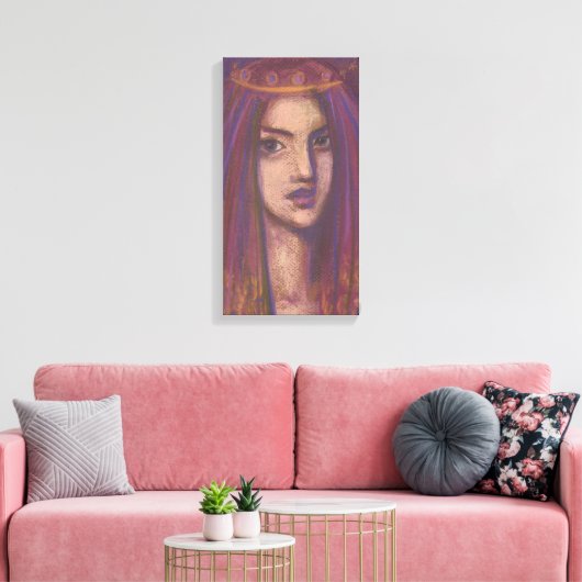 Paars Veil Eastern Orient Girl Portrait Painting Canvas Afdruk (Insitu (Woonkamer))
