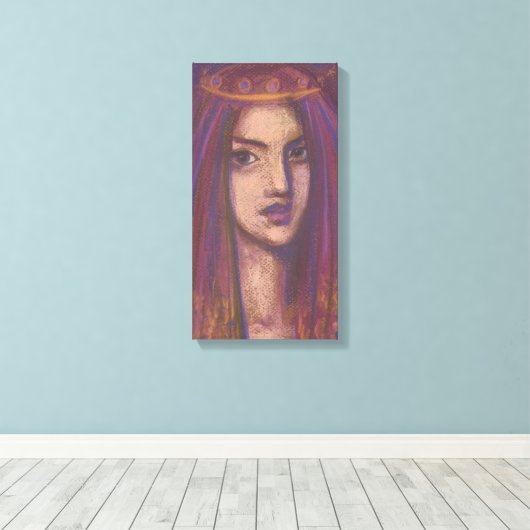 Paars Veil Eastern Orient Girl Portrait Painting Canvas Afdruk (Insitu (Houten vloer))