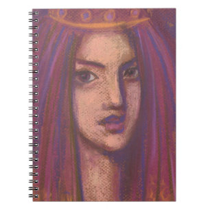 Paars Veil Eastern Orient Girl Portrait Painting Notitieboek