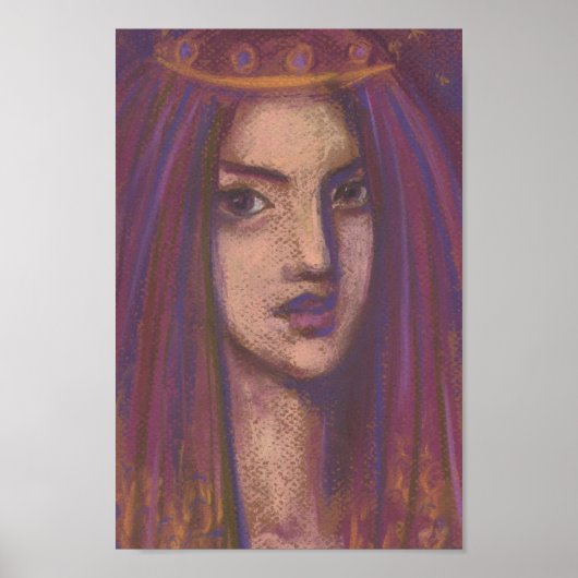 Paars Veil Eastern Orient Girl Portrait Painting Poster (Voorkant)