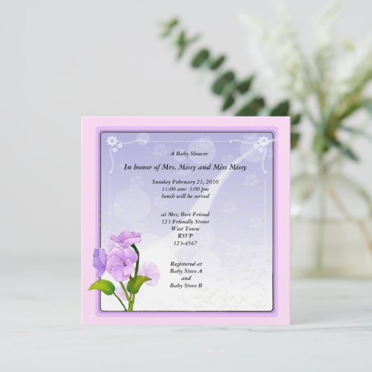 Paars ventilator Baby shower Kaart (Staand voorkant)