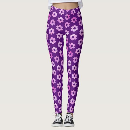  Paars ventilatorpatroon Leggings (Voorkant)