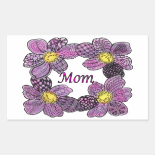 Paars ventilatorvormig MOM-ontwerp Rechthoekige Sticker