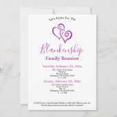 Paars verbonden harten Gezin Reunion Sjabloon Kaart (Voorkant)