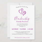 Paars verbonden harten Gezin Reunion Sjabloon Kaart (Voorkant)