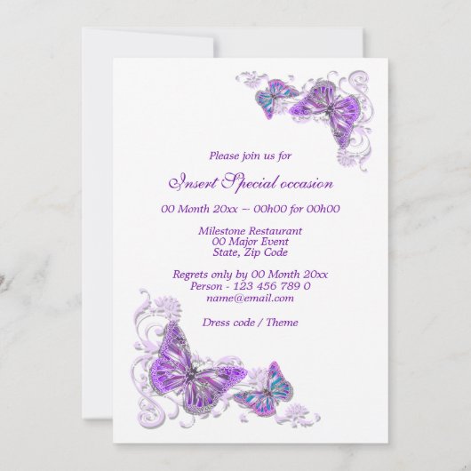 Paars verloving bruiloft kaart (Achterkant)