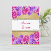 Paars verloving trouwdag roze kaart (Staand voorkant)