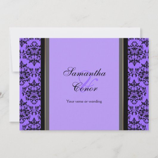 Paars verloving van de zwarte damtbruiloft kaart (Voorkant)