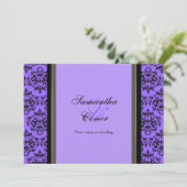 Paars verloving van de zwarte damtbruiloft kaart (Staand voorkant)