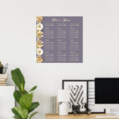 Paars verloving voor de bruiloft van ivoorcrème poster (Thuiskantoor)