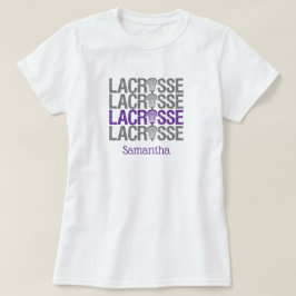 Paars vervormd lacrossewoord t-shirt