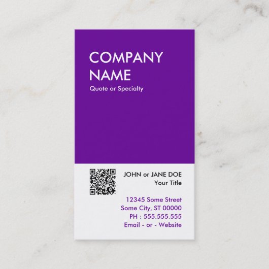 paars vet ontwerp uw eigen QR-code Visitekaartje (Voorkant)