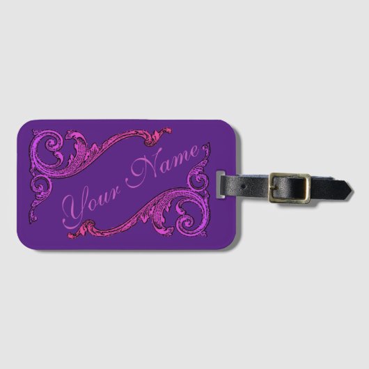  Paars Victoriaans Bagagelabel (Voorkant (horizontaal))