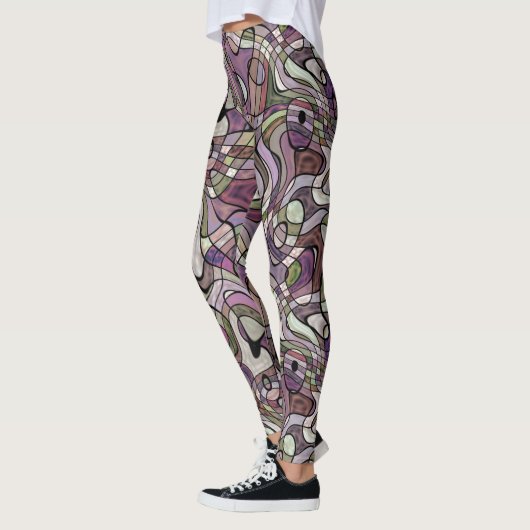 Paars vierkant, gevarieerd, gedraaid vierkant patr leggings (Links)
