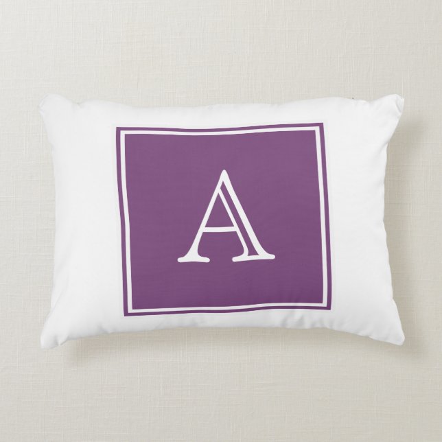 Paars vierkant monogram Accent Pillow Decoratief Kussen (Voorkant)