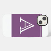 Paars vierkant monogram iPhone hoesje (Achterkant horizontaal)