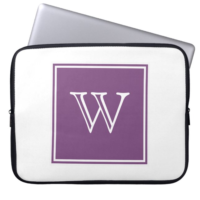 Paars vierkant monogram laptop sleeve (Voorkant)