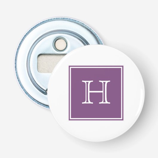 Paars vierkant monogram Magnetflesopening Button Flesopener (Voorkant)