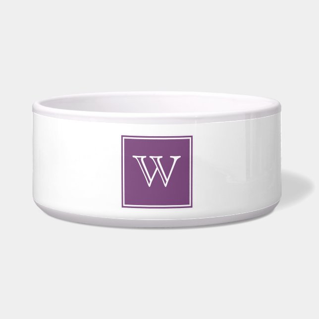 Paars vierkant Monogram Pet Bowl Voerbakje (Voorkant)