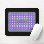 Paars vierkant patroon met Initialen Muismat (Met muis)