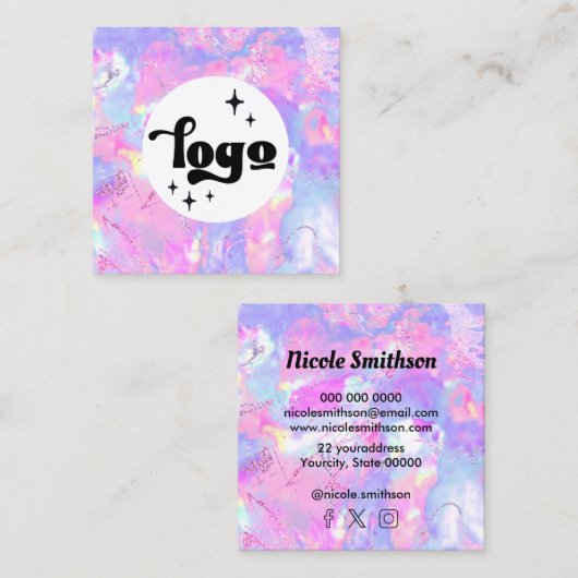 paars vierkant visitekaartje (Voorkant / Achterkant)