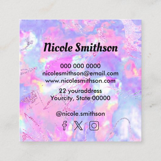 paars vierkant visitekaartje (Achterkant)