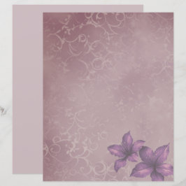Paars Vintage Bloemenschrootpapier – Zachte Lilakl