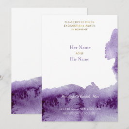 Paars Vintage Elegante Waterverf Bruiloft Kaart