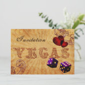 paars Vintage Vegas bruiloft nodigt uit Kaart (Staand voorkant)