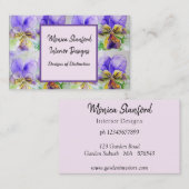 Paars Viola Flowers Waterverf Visitekaartje (Voorkant / Achterkant)