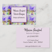 Paars Viola Flowers Waterverf Visitekaartje (Voorkant / Achterkant)