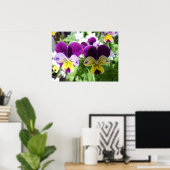 Paars Viola Pansy Spring Garden Flowers Poster (Thuiskantoor)