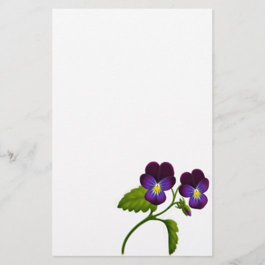 Paars Viola Pansy Stationery Briefpapier (Voorkant)