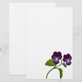 Paars Viola Pansy Stationery Briefpapier (Voorkant / Achterkant)