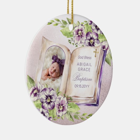 Paars Violet Artsen Foto Unieke Baptism Keepomwill Keramisch Ornament (Rechts)