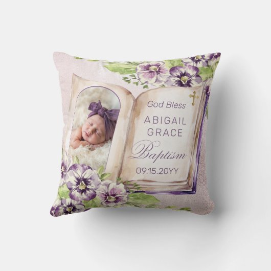 Paars Violet Artsen Foto Unieke Baptism Keepomwill Kussen (Achterkant)