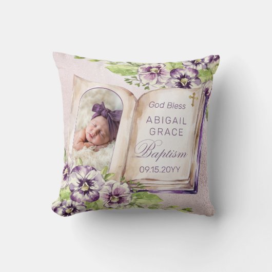 Paars Violet Artsen Foto Unieke Baptism Keepomwill Kussen (Voorkant)