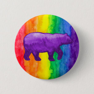 Paars Violet Beer op regenboogwas Buttonnen Ronde Button 5,7 Cm