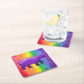 Paars/Violet Beer op regenboogwaspapier Onderzette Kartonnen Onderzetters (Insitu)