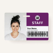 Paars Violet Business Foto Personeel ID Badge (Voorkant)
