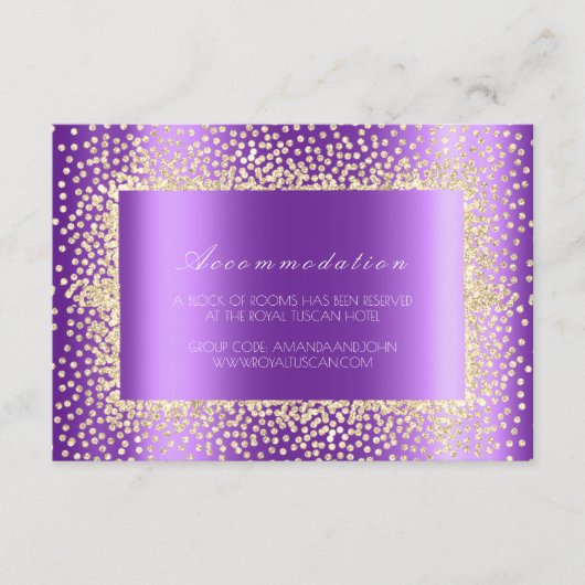 Paars Violet Crystal Wedding Hotel Accommodatie3 Informatiekaartje (Voorkant)