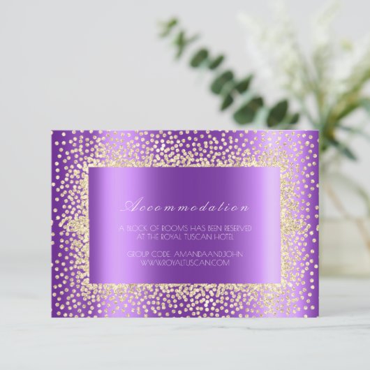 Paars Violet Crystal Wedding Hotel Accommodatie3 Informatiekaartje (Staand voorkant)