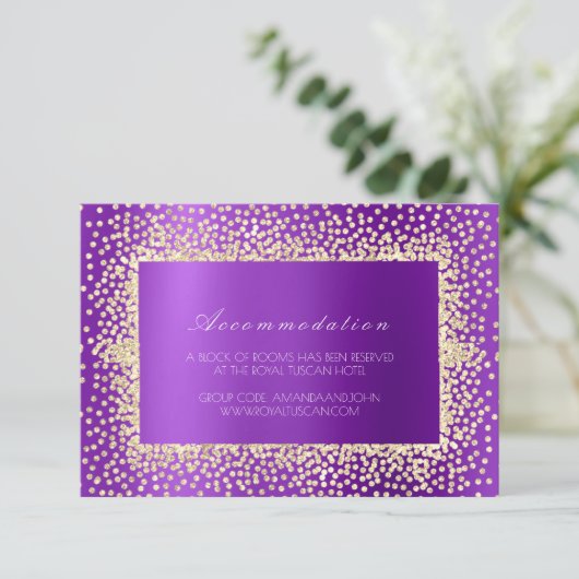 Paars Violet Crystal Wedding Hotel AccommodatieA Informatiekaartje (Staand voorkant)