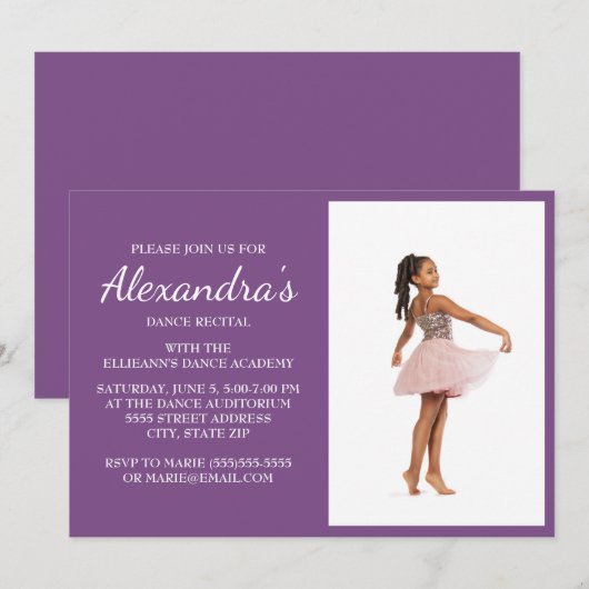 Paars/Violet Dance Overweging Foto uitnodigen Kaart (Voorkant / Achterkant)