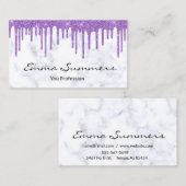 Paars Violet Dripst Marmer Glitter Customize Visitekaartje (Voorkant / Achterkant)