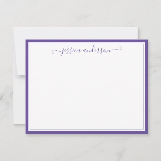 Paars Violet Elegant modern Preppy Girly Script Notitiekaartje (Voorkant)