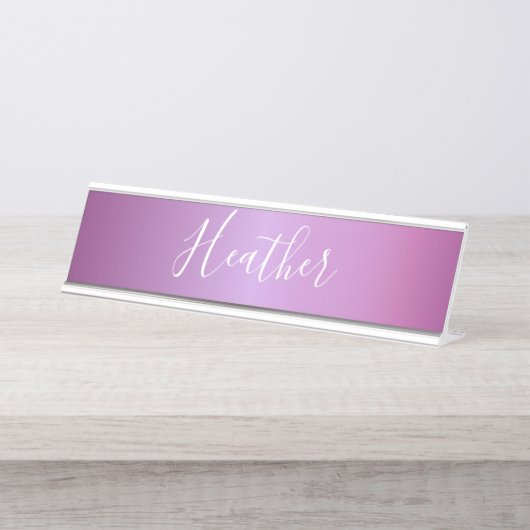 Paars Violet en aangepast witboek Bureau Naambordje (Voorkant)