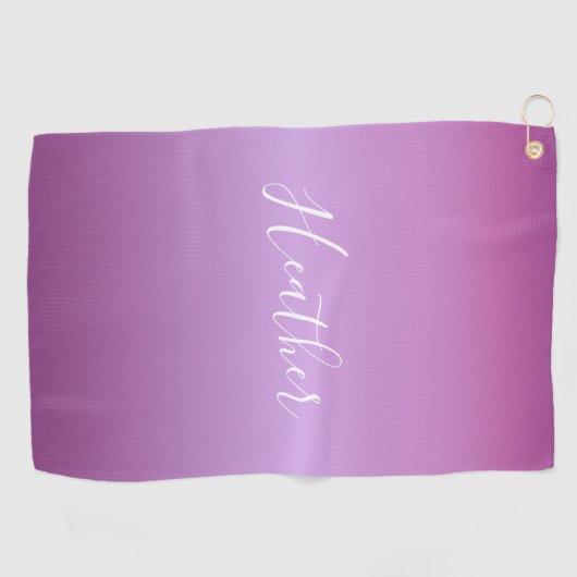 Paars Violet en aangepast witboek Golfhanddoek (Horizontaal)